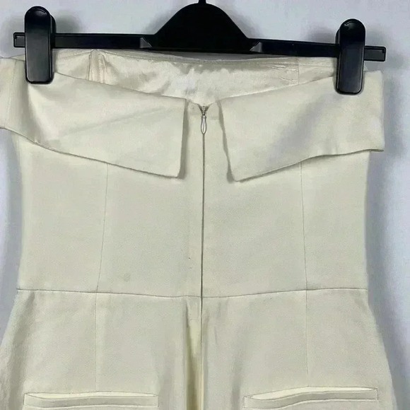 Animale Strapless Pantsuit Back Zip Cowl Collar Wide Leg Pockets Classy Swank 36 - Picture 6 of 11